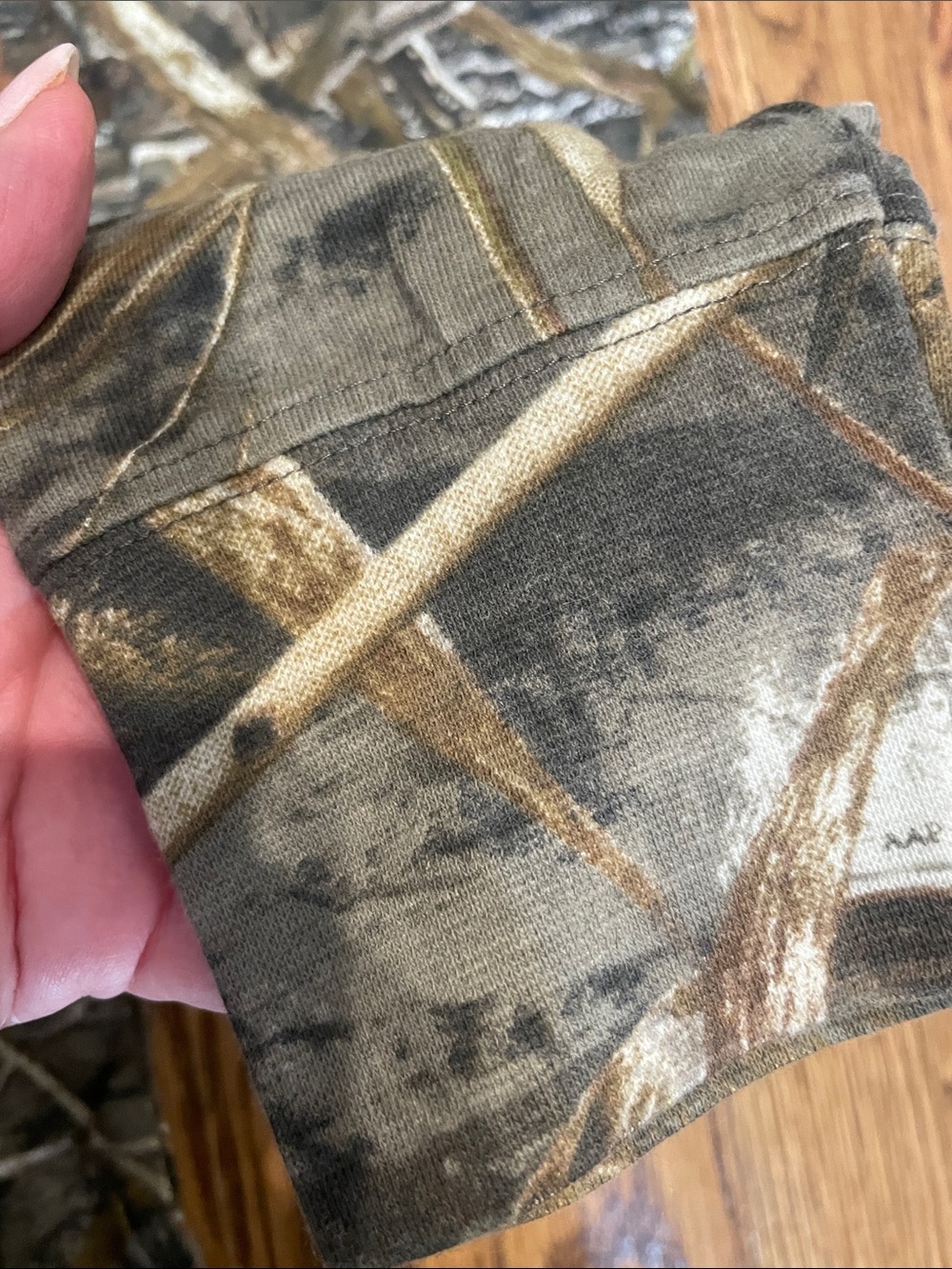 Men's Long Sleeve Camouflage Tee - Brown/Green Camo - Picture 3 of 5